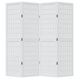 vidaXL Room Divider 4 Panels White Solid Wood Paulownia