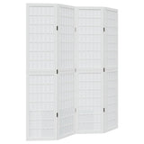 vidaXL Room Divider 4 Panels White Solid Wood Paulownia