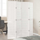 vidaXL Room Divider 4 Panels White Solid Wood Paulownia