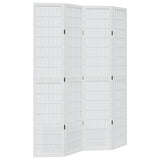 vidaXL Room Divider 4 Panels White Solid Wood Paulownia