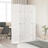 vidaXL Room Divider 4 Panels White Solid Wood Paulownia