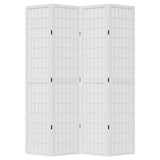 vidaXL Room Divider 4 Panels White Solid Wood Paulownia