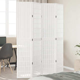 vidaXL Room Divider 4 Panels White Solid Wood Paulownia