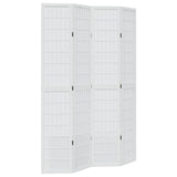 vidaXL Room Divider 4 Panels White Solid Wood Paulownia