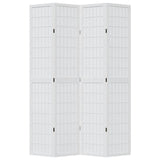 vidaXL Room Divider 4 Panels White Solid Wood Paulownia