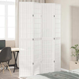 vidaXL Room Divider 4 Panels White Solid Wood Paulownia