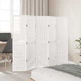 vidaXL Room Divider 5 Panels White Solid Wood Paulownia