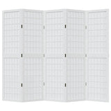 vidaXL Room Divider 5 Panels White Solid Wood Paulownia