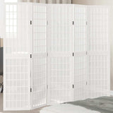 vidaXL Room Divider 5 Panels White Solid Wood Paulownia