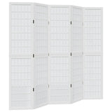 vidaXL Room Divider 5 Panels White Solid Wood Paulownia