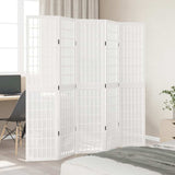 vidaXL Room Divider 5 Panels White Solid Wood Paulownia