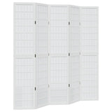 vidaXL Room Divider 5 Panels White Solid Wood Paulownia