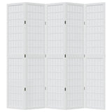 vidaXL Room Divider 5 Panels White Solid Wood Paulownia