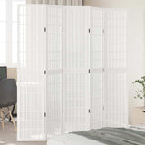 vidaXL Room Divider 5 Panels White Solid Wood Paulownia