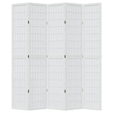 vidaXL Room Divider 5 Panels White Solid Wood Paulownia