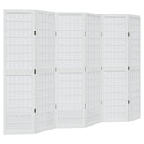 vidaXL Room Divider 6 Panels White Solid Wood Paulownia