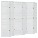 vidaXL Room Divider 6 Panels White Solid Wood Paulownia