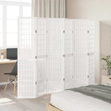 vidaXL Room Divider 6 Panels White Solid Wood Paulownia