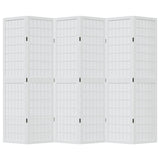 vidaXL Room Divider 6 Panels White Solid Wood Paulownia