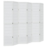 vidaXL Room Divider 6 Panels White Solid Wood Paulownia