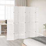 vidaXL Room Divider 6 Panels White Solid Wood Paulownia