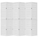 vidaXL Room Divider 6 Panels White Solid Wood Paulownia