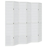 vidaXL Room Divider 6 Panels White Solid Wood Paulownia