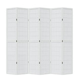 vidaXL Room Divider 6 Panels White Solid Wood Paulownia