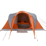 vidaXL Family Tent Dome 6-Person Grey and Orange Waterproof