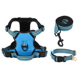 vidaXL Dog Harness with Lead & Collar Adjustable Blue M