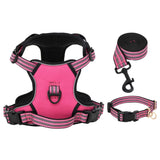 vidaXL Dog Harness with Lead & Collar Adjustable Pink M