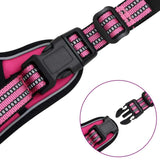 vidaXL Dog Harness with Lead & Collar Adjustable Pink M