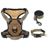 vidaXL Dog Harness with Lead & Collar Adjustable Brown L