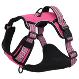 vidaXL Dog Harness with Lead & Collar Adjustable Pink XL