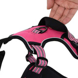 vidaXL Dog Harness with Lead & Collar Adjustable Pink XL