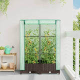 vidaXL Raised Bed with Greenhouse Cover Rattan Look 80x40x123 cm