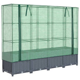 vidaXL Raised Bed with Greenhouse Cover Rattan Look 160x40x138 cm