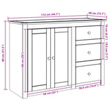 vidaXL Sideboard with Drawers Panama 112x40x80 cm Solid Wood Pine