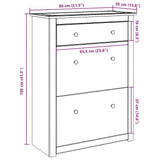 vidaXL Shoe Cabinet Panama 80x35x105 cm Solid Wood Pine