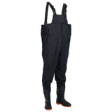 vidaXL Chest Waders with Boots Black Size 38