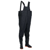 vidaXL Chest Waders with Boots Black Size 43