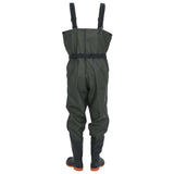 vidaXL Chest Waders with Boots and Belt Dark Green Size 39