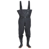 vidaXL Chest Waders with Boots and Belt Black Size 38