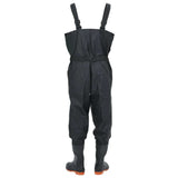 vidaXL Chest Waders with Boots and Belt Black Size 38