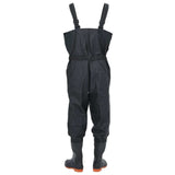 vidaXL Chest Waders with Boots and Belt Black Size 39