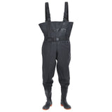 vidaXL Chest Waders with Boots and Belt Black Size 41