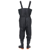 vidaXL Chest Waders with Boots and Belt Black Size 41