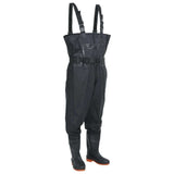 vidaXL Chest Waders with Boots and Belt Black Size 41