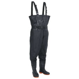 vidaXL Chest Waders with Boots and Belt Black Size 44