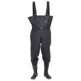 vidaXL Chest Waders with Boots and Belt Black Size 45